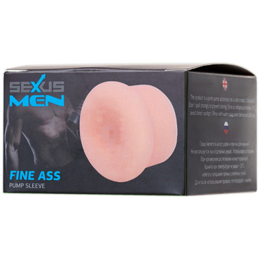 Sexus Men Pump Sleeve Fine Ass, телесная, Насадка на помпу в виде ануса и другие товары Sexus с фото