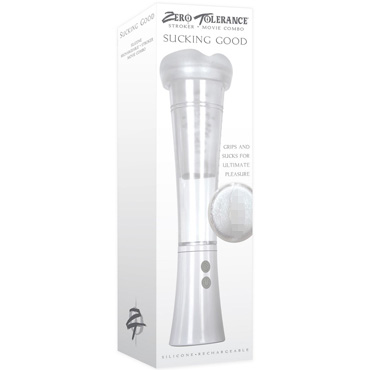 Evolved Zero Tolerance Sucking Good, белый, Мастурбатор с вибрацией и вакуумной стимуляцией с 2мя насадками