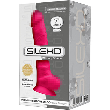 Adrien Lastic SileXD 7" Dildo Model 1, фуксия, Фаллоимитатор на присоске с мошонкой