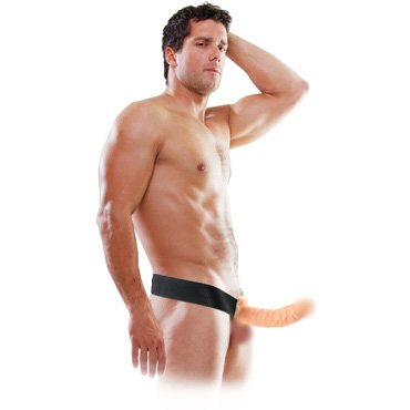 Pipedream Fetish Fantasy Hollow Strap-On 20 см, телесный, Полый страпон на ремне и другие товары Pipedream с фото