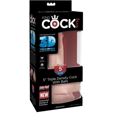Pipedream King Cock Plus Triple Density Cock with Balls 13 см, телесный