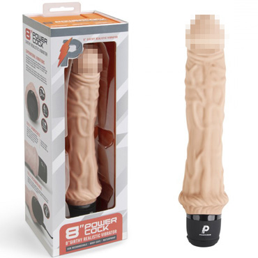 PowerCocks 8" Girthy Realistic Vibrator, телесный