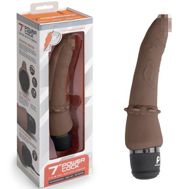 PowerCocks 7" Slim Anal Realistic Vibrator, шоколад