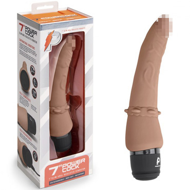 PowerCocks 7" Slim Anal Realistic Vibrator, мокка