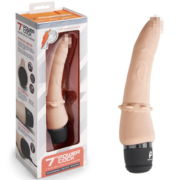 PowerCocks 7" Slim Anal Realistic Vibrator, телесый