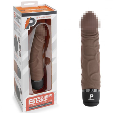 PowerCocks 6.5" Girthy Realistic Vibrator, шоколад