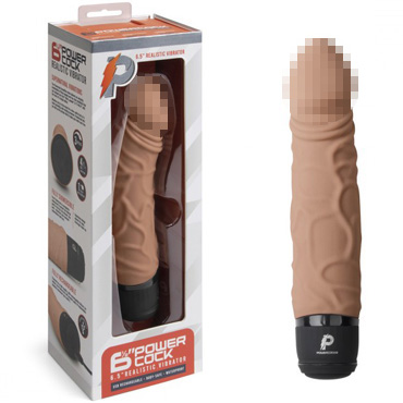 PowerCocks 6.5" Girthy Realistic Vibrator, мокка