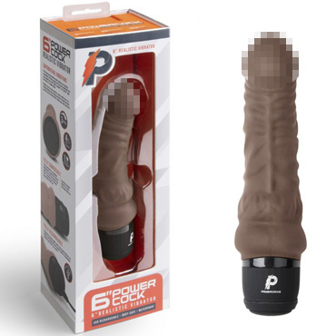 PowerCocks 6" Realistic Vibrator, шоколад