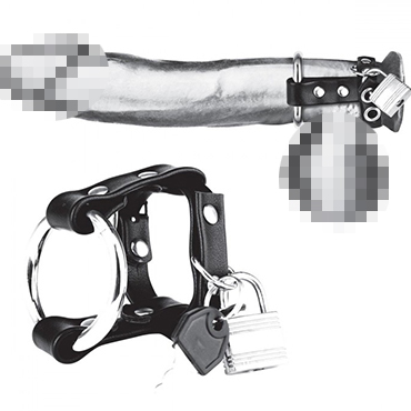 BlueLine C&B Gear Metall Cock Ring With Locking Ball Strap, черное