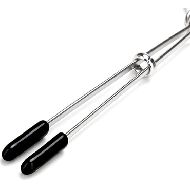 Lux Fetish Adjustable Tweezer Nipple Clips, черные - Клипсы для стимуляции сосков с декором - купить в секс шопе