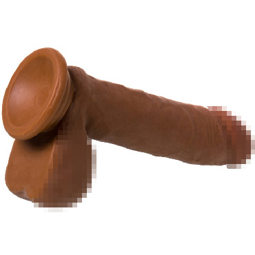 ToyFa RealStick Elite Mulatto Rotate, коричневый - Реалистичный ротатор на присоске с мошонкой на ДУ - купить в секс шопе