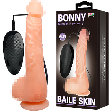 Baile Bonny, телесный, Реалистичный вибратор с пультом ДУ