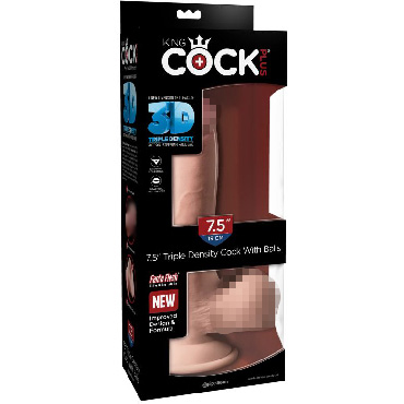 Pipedream King Cock Plus Triple Density Cock with Balls 19 см, телесный