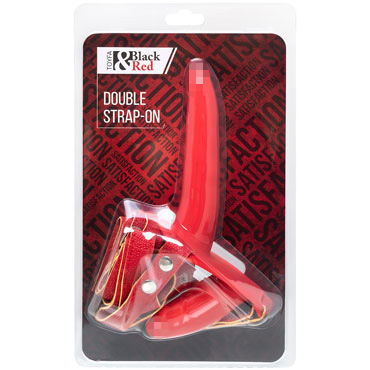 Toyfa Black&Red Double Strap-On, красный, Страпон на креплении со вставкой и другие товары ToyFa с фото