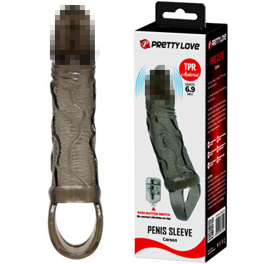 Baile Pretty Love Carson, черная, Вибронасадка на пенис с фиксацией мошонки