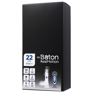 Вибратор-пульсатор RealMotion Mr.Baton, 22 см, Реалистичный, на присоске, с функцией подогрева и пультом ДУ и другие товары ToyFa с фото