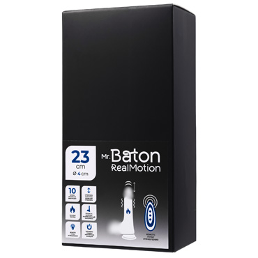 Вибратор-пульсатор RealMotion Mr.Baton, 23 см, Реалистичный, на присоске, с функцией подогрева и пультом ДУ и другие товары ToyFa с фото
