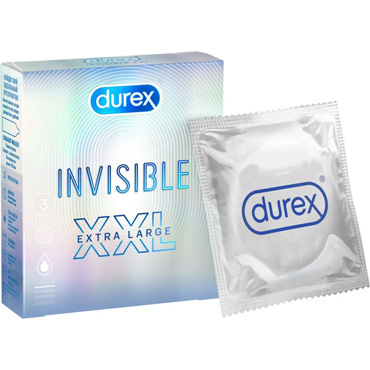 Durex Invisible XXL, 3 шт, Презервативы ультратонкие увеличенные