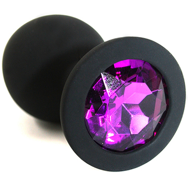 Funny Steel Anal Plug Silicone Large, черный/фиолетовый, Анальная пробка с кристаллом