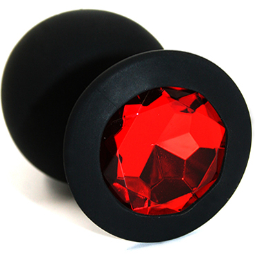 Funny Steel Anal Plug Silicone Large, черный/красный, Анальная пробка с кристаллом