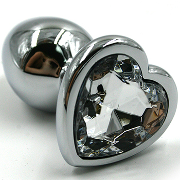 Funny Steel Anal Plug Al Small, серебристый/прозрачный, Анальная пробка с кристаллом в форме сердца