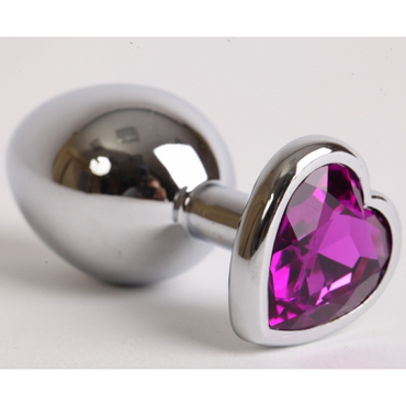 Funny Steel Anal Plug Al Small, серебристый/фиолетовый, Анальная пробка с кристаллом в форме сердца