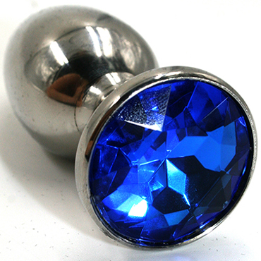 Funny Steel Anal Plug Small, серебристый/синий, Анальная пробка с кристаллом