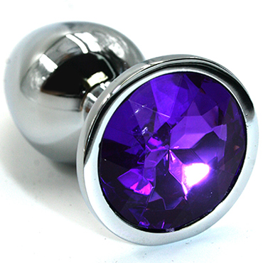 Funny Steel Anal Plug Small, серебристый/фиолетовый, Анальная пробка с кристаллом