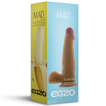 Egzo Banana DS001, телесный, Фаллоимитатор на присоске с мошонкой