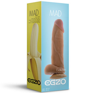 Egzo Banana DS005, телесный, Фаллоимитатор на присоске с мошонкой