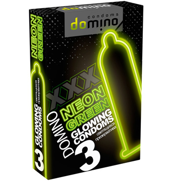 Domino Neon Green, 3 шт, Светящиеся презервативы