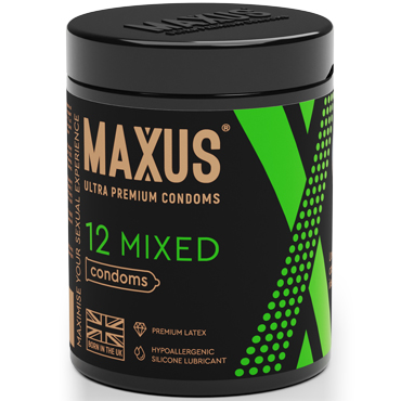 Maxus Mixed, 12 шт, Презервативы ультратонкие, классические и точечно-ребристые