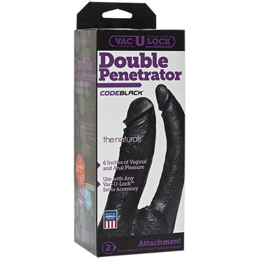 Doc Johnson Vac-U-Lock CodeBlack Double Penetrator - Двойная насадка к трусикам - купить в секс шопе
