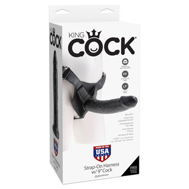 Pipedream King Cock Strap-on Harness Cock 23 см, черный, Страпон со съемной насадкой