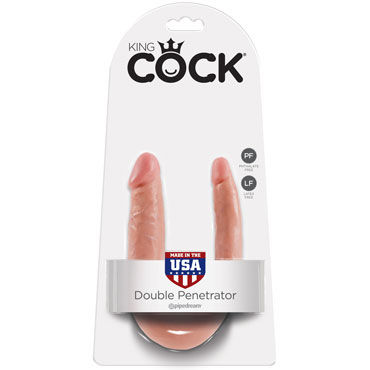 Pipedream KIng Cock U-Shaped Small Double Trouble, телесный