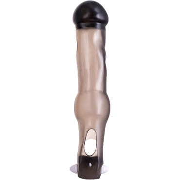 ToyFa Xlover Penis Extender, черная - Насадка с петлей для мошонки и вибрацией - купить в секс шопе