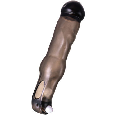 ToyFa Xlover Penis Extender, черная, Насадка с петлей для мошонки и вибрацией