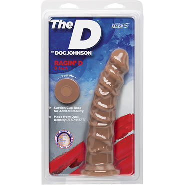 Doc Johnson The D Ragin’ D 8, светло-коричневый, Фаллоимитатор на присоске