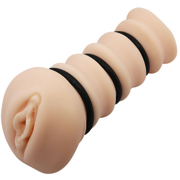 Baile Crazy Bull Rossi Flesh 3D, телесный - Мастурбатор вагина с утягивающими кольцами - купить в секс шопе