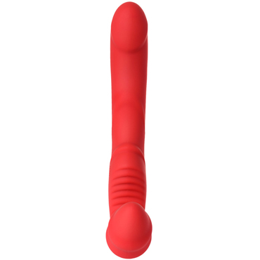 Toyfa Black & Red Strapless Strap-On, красный - Безремневой страпон с вибрацией - купить в секс шопе