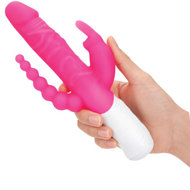 Rabbit Essentials Slim Realistic Double Penetration Rabbit Vibrator, розовый - фото, отзывы