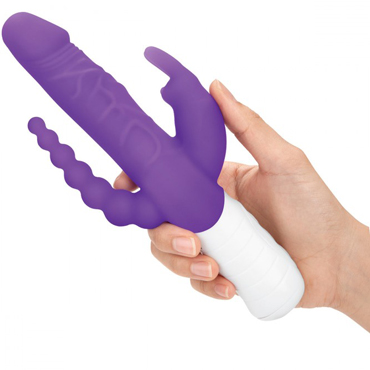 Rabbit Essentials Slim Realistic Double Penetration Rabbit Vibrator, фиолетовый - фото, отзывы