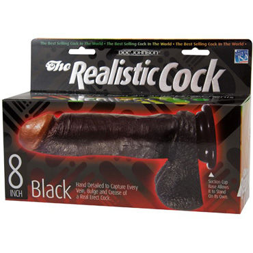 Doc Johnson Realistic Cock 20,5 см, темно-коричневый - Реалистичный фаллоимитатор на присоске - купить в секс шопе