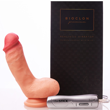 Bioclon Premium Реалистичный вибратор с мошонкой 18,5 см, телесный, С креплением в виде присоски