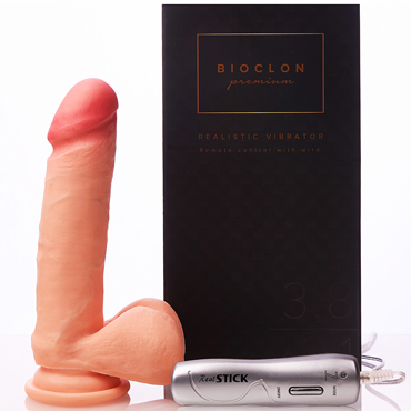Bioclon Premium Реалистичный вибратор с мошонкой 20 см, телесный, С креплением в виде присоски