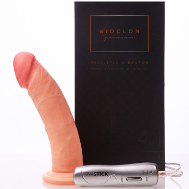 Bioclon Premium Реалистичный вибратор с изгибом 21 см, телесный, С креплением в виде присоски