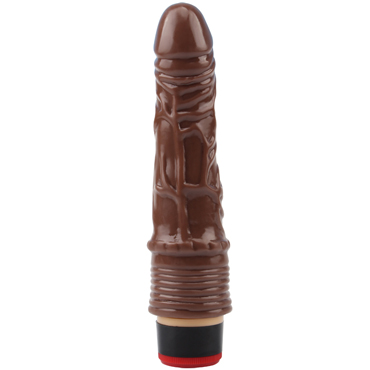 Chisa Real Touch XXX 7.2” Vibe Cock, коричневый - Вибратор реалистик с рельефным основанием - купить в секс шопе
