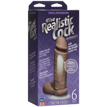 Doc Johnson Realistic Cock 15 см, коричневый - фото, отзывы