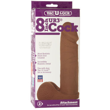 Doc Johnson Vac-U-Lock Cock 20 см, коричневый - Реалистичная насадка - купить в секс шопе