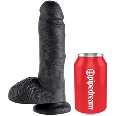 Pipedream King Cock Cock with Balls 20 см, черный - Фаллоимитатор на присоске с мошонкой - купить в секс шопе